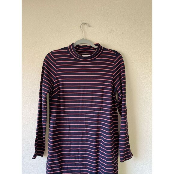 NWT j jill mock neck sweater dress striped navy and pink size small - Picture 3 of 6
